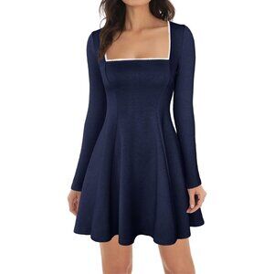 Women's Casual Mini Dress Long Sleeve Ruffle A Line Flare Party Wear
